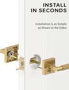 Asidrama 4 Pack Champagne Bronze Privacy Door Handles, Door Lever with Door Knobs Indoor for Bedroom or Bathroom, Heavy Duty Door Handles Interior with Locks for Left Right Sided Doors