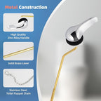 iFealClear Universal Metal Toilet Tank Flush Lever Replacement, Side Mount Toilet Handle, Toilet Trip Lever Fits Most Angle Mount Toilets, Stainless Steel Chain, Chrome