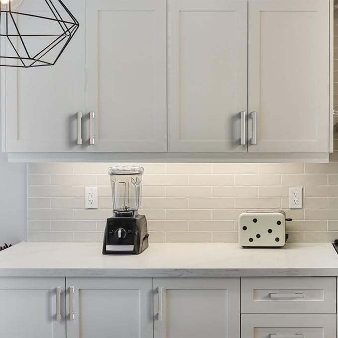 Asidrama 10 Pack 3.75 Inch(96mm) Brushed Satin Nickel Kitchen Cabinet Handles, Cabinet Pulls Kitchen Cabinet Hardware for Cupboard Drawer Pulls