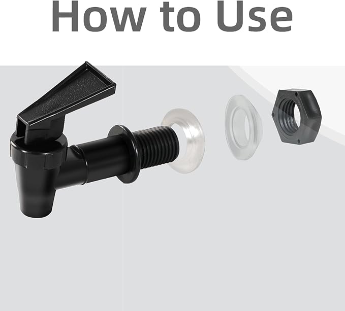 4 PCS Replacement Cooler Faucet Spigot, Leakproof Plastic Tap Set for Beverage Dispensers, Water Coolers & Jug, Black Multi-Use Water Spigot