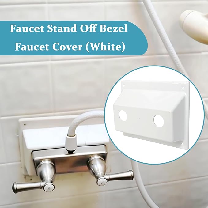 White Duo Faucet Mount KIT Faucet Bezel Stand Off Faucet Cover
