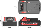 2 Packs 5.0Ah 18V Extended Capacity Battery Replacement for Milwaukee M18 Battery Lithium lon 48-11-1850,48-11-1852, Compatible with Milwaukee M18 Cordless Power Tools