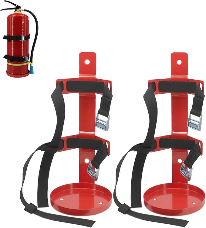 Fire Extinguisher Mount,Wall Hanging Bracket,Fire Extinguisher Holder for Home, Car, RV, Truck, Mini Fire Extinguishers (5LB red 2Pcs)