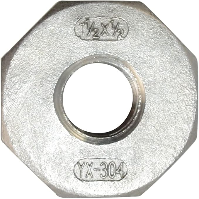 1/4" Male NPT to 1/8" Female NPT Female Reducing/Reducer Bushing Pipe Fitting,Adapter,Stainless Steel SS 304 Hex Bushing (1-1/2" Male to 1/2" Female)