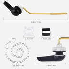 iFealClear Universal Metal Toilet Tank Flush Lever Replacement, Side Mount Toilet Handle Replacement Kit, Solid Brass Toilet Trip Lever Fits Most Toilets, Stainless Steel Chain, Matte Black