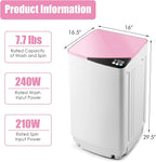 Casart Washing Machine Portable Washer W/ 7.7 Lbs Weight Capacity Washer and Dryer Full Automatic Washing Machine (Pink&White)