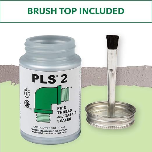Gasoila Premium Pipe Thread & Gasket Sealer, Lead-Free Non-Hardening Paste, Safe for Iron, Stainless Steel, Plastics, -100 to 600°F, 1 Pint with Brush, for Industrial & High-Pressure Applications