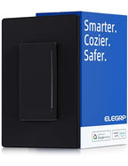 ELEGRP Smart Dimmer Light Switch DTR10, Single Pole Setup, 2.4GHz Wi-Fi Touch Dimmer Compatible with Alexa and Google Assistant, Needs Neutral Wire, No Hub Required, UL&FCC Listed, Black, 1 Pack
