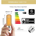 3.2 Inch 2200K Amber White E26 LED Bulb 60 Watt Equal, AC 120V 600LM Edison Bulbs Dimmable, 6W T10 T30 Tubular Filament Light Bulbs Glass for Fan Pendant Wall Light, UL Listed-4 Pack