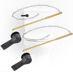 iFealClear 2 Pack Universal Metal Toilet Tank Flush Lever Replacement, Solid Brass Front Mount Handle Toilet Tank Trip Lever with 2 Pieces Stainless Steel Flapper Chains, Oil Rubbed Bronze