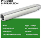 TAISHER 2PCS Stainless Steel Pipe Fittings, 1" NPT Male x 1" NPT Female Threaded, 6" Length Nipple Cast Pipe