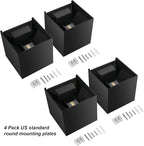 20W Outdoor Wall Light 6500K Up and Down Square LED Modern Wall Sconce Adjustable Black Porch Light IP65 Waterproof Aluminum Exterior Fixture for,Stair,Garage,Patio,Garden (4 Pack)