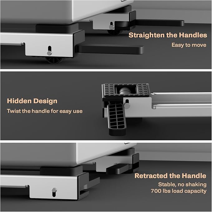 Appliance Rollers Heavy Duty,Newest Extendable Appliance Sliders,Liftable Washing Machine Base,Easily Move Washer and Dryer Machines,Refrigerators,Furniture-White