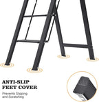 KINGRACK Aluminium 4 Step Ladder, Lightweight Step Stool with Non-Slip Pedals, Handrail, Foldable Step Ladder for Kitchen, Garage, Home, Space Saving, Sturdy and Portable, Black
