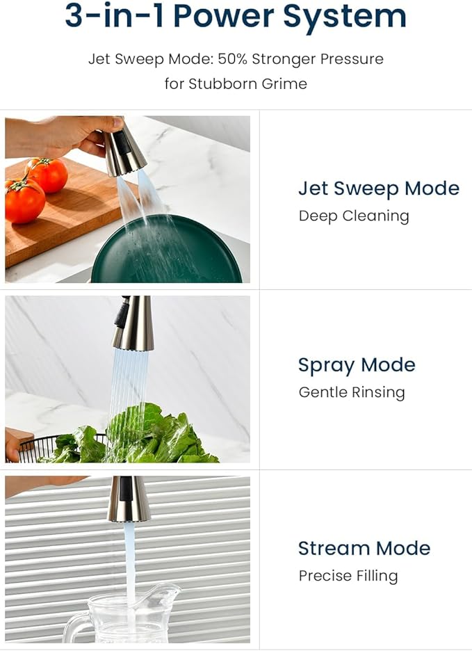 APPASO Touchless Kitchen Faucet with Soap Dispenser Brushed Nickel, Side Motion Sensor Kitchen Faucet, Single Hanle 3-Mode Hands-Free Faucet for Kitchen Sink