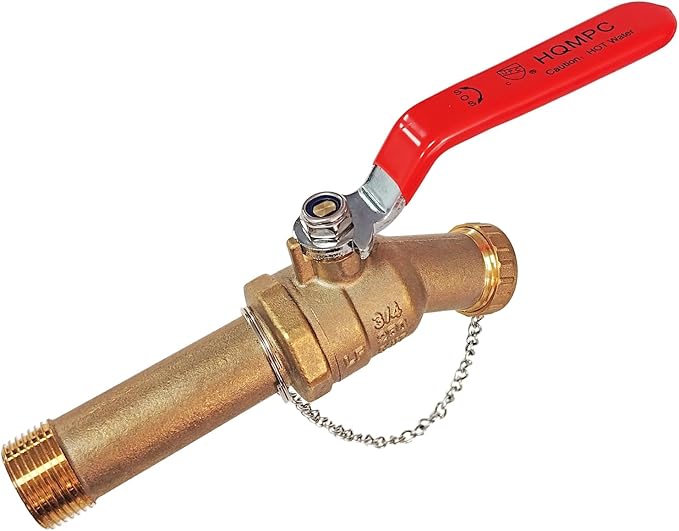 Water Heater Drain Valve 3/4"MIP X 3/4" Male GHT Connection to drain or Flush Hot Water Heater Faster and Easy Big Full Port (No Pb Brass,3 Inch Shank with Long Handle,Straight)