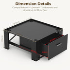 SKM Washer and Dryer Stand - 28" Laundry Pedestals for Washing Machine and Dryer with Top Panel, Heavy Duty Steel Pedestal Raiser, 14.2 Inches Height Elevation in Black