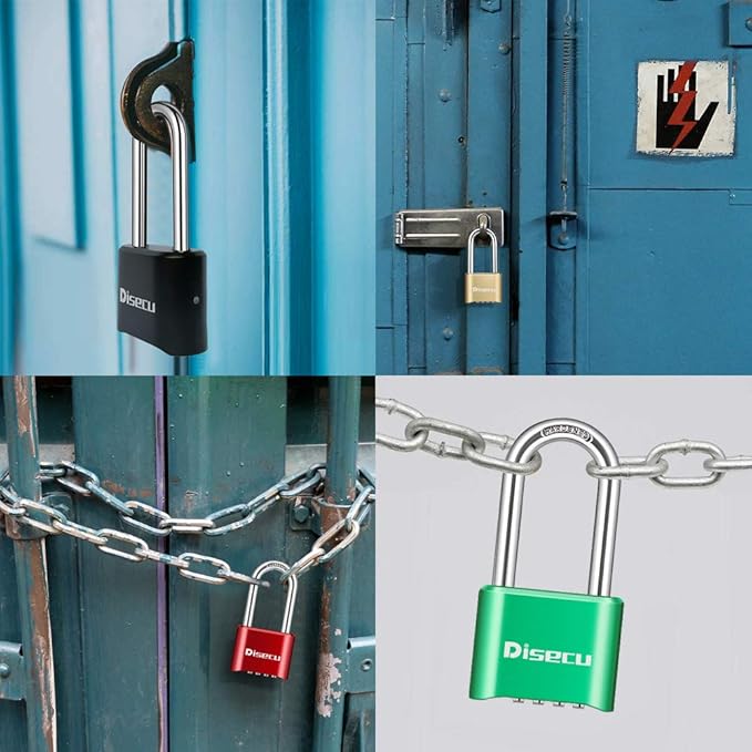 1 Pack disecu Heavy Duty 4 Digit Combination Lock, 2.5 Inch Long Shackle Outdoor Waterproof Padlock for School Gym Locker, Storage Unit, Fence, Gate, Toolbox (Green)