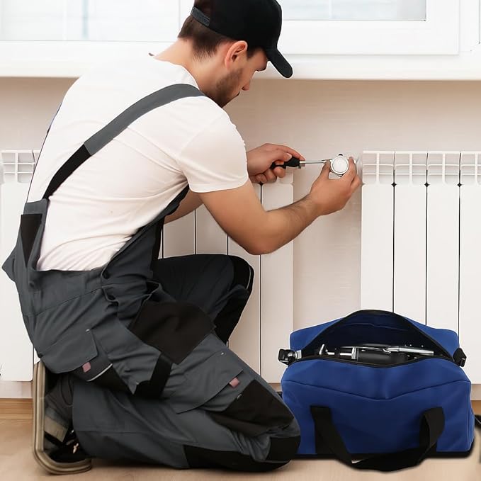 Small Tool Bag,Close Top Wide Mouth Tool Organizer Bag,Large Capacity Tool Bags for Men,Canvas Tool Storage Bag for Storage Handbag for Screwdrivers,Wrench,Pliers Hand Tools (Royal Blue, 18 Inch)