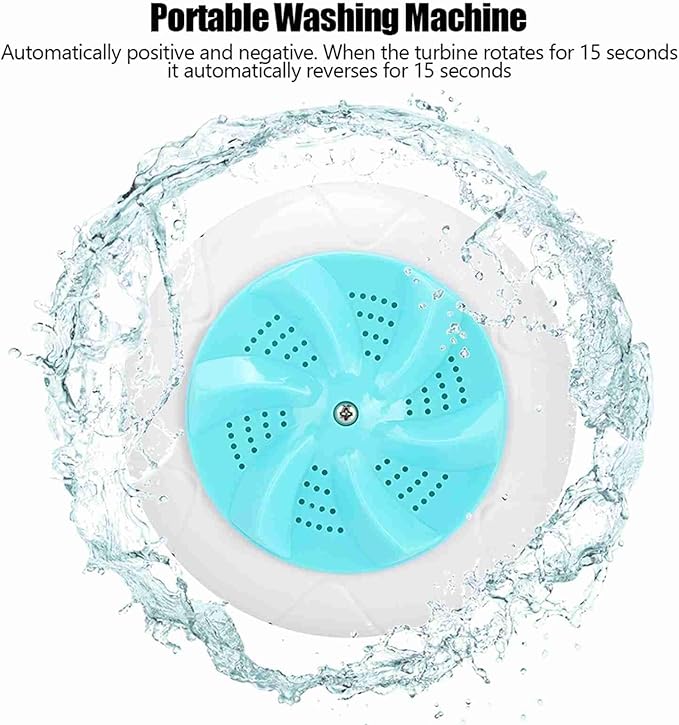 Mini Portable Household Washing Machine Ultrasound Turbo Washer Laundry for Travel (Green)