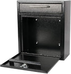 KYODOLED Steel Key Lock Mail Boxes for Outside, Locking Wall Mount Mailbox, Security Key Drop Box,12H x 10.51L x 4.68W Inches, Black Large