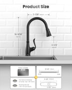 APPASO Matte Black Kitchen Faucet with Pull Down Sprayer, High Arc Single Handle with 3 Modes Spray Head, Neoperl Aerator, cUPC-Certified Pull-Out Hose, Water Supply Tubing & Valve