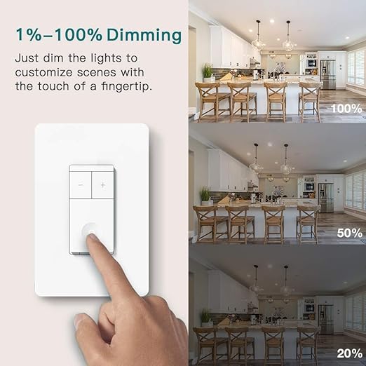 TREATLIFE 3 Way Smart Dimmer Switch 2 Pack, 2 Master Dimmer Switch Compatible with Alexa, Google Assistant, 2.4GHz WiFi Light Switch APP Remote Control, Neutral Wire Needed, Schedule, No Hub Required