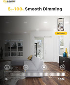 Ensenior 12 Pack 3 Inch LED Recessed Ceiling Light, Dimmable, 2700K-5000K 5CCT, 500LM 6W 120V, High Brightness Canless Wafer Downlight - ETL&FCC&IC