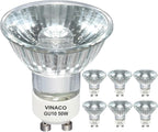 Vinaco GU10 Halogen 50W Bulbs, 6PCS GU10+C 120V 50W Halogen Light Bulbs, GU 10 Dimmable, Warm White, High Brightness MR16 with Glass Cover, Long Lifespan GU 10 50 W for Recessed Track Lighting