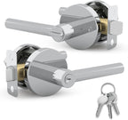 Mega Handles - Ronn Entrance I Entry Lever Door Handle - Heavy Duty Round Locking Lever Set for Left or Right-Handed Doors - Interior/Exterior Door Levers - Polished Chrome