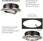 Brushed Nickel Recessed Lighting 4 Inch 6 Pack, Ajustable Eyeball Gimbal canless recessed Light with Junction Box,9W 750LM,Dimmable,5CCT Selectable