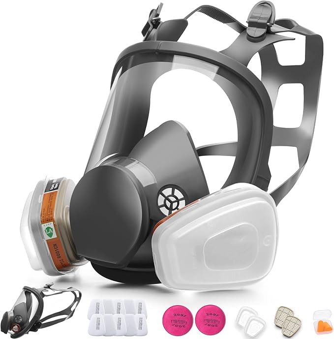 RANKSING Reusable Respirator Full Gas Mask Full 6800 with Filters for Dust, Asbestos, Chemicals while Painting, Spraying