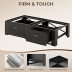 28" Washer and Dryer Pedestals with Drawer- Laundry Pedestal Stand for Washer and Dryer – Set of 2,Alloy Steel Washing Machine Stand Raiser, washer dryer pedestal 14.3'' Height Black