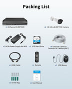 《130°Wide Angle & 2-Way Audio》Outdoor Security Camera System, IP Wired Cameras, 4K Video Surveillance for Home, Surveillance DVR Kits