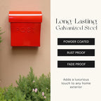 NACH Wall Mount Mailboxes for Outside, 11x4.5x12.5 in Red Mail Boxes for House Outside, Waterproof Mailbox - Vicki-Style Mail Box