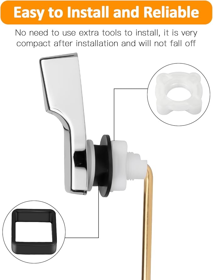 Toilet Handle Replacement Kit, 702 Universal Toilet Flush Handle, Zinc Alloy Toilet Tank Trip Lever with H2 Brass Arm Front-Mount Compatible with American Standard, Mansfield Toilet, Silver