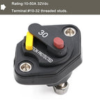 30 Amp Panel Mount Circuit Breaker with Manual Reset Button Switchable for Car Truck RV ATV Marine Trolling Motors Boat Audio System 32V