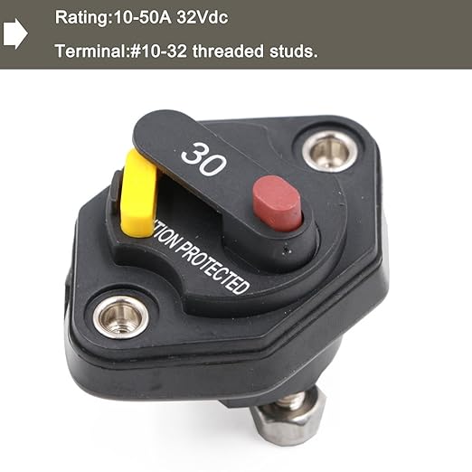 30 Amp Panel Mount Circuit Breaker with Manual Reset Button Switchable for Car Truck RV ATV Marine Trolling Motors Boat Audio System 32V