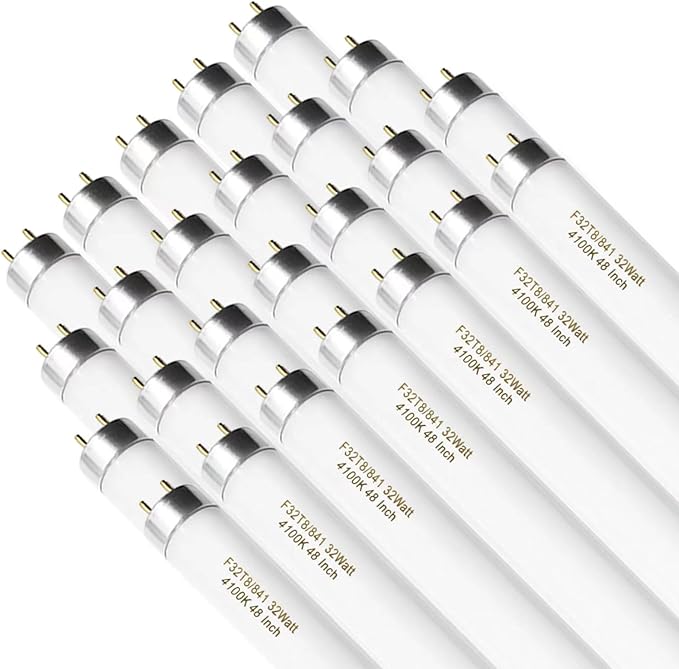 25 Pack F32T8/841 Fluorescent Tube 48 Inch, T8 Fluorescent Light Bulb 4 Foot 32 Watt 4100K Cool White 2600 Lumens G13 Base