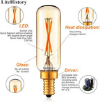 LiteHistory Dimmable T6 led Bulb 25W Candelabra led 2200K Amber 120lm 2W e12 T25 led Bulb 6Pack