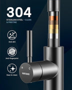 WEWE Kitchen Faucets with Pull Down Sprayer, Stainless Steel Single Handle 1 Hole for Family Kitchen Commercial Camper Laundry Rv Bar, Matte Gray