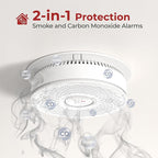 Hardwired Interconnected Smoke and Carbon Monoxide Detector Combo, 2 in 1 Smoke and CO Detector with 2 AA Batteries Back Up, AC Smoke and CO Alarm, Voice Alert, Self-Check, 3 Pack
