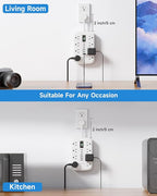 Short Extension Cord 2 inch, Small Power Strip Flat Outlet Extender Surge Protector with 8 AC Outlets 6 USB (5V/4.8A 24W), Mini Extension Cord Flat Wall Plug for Home Office Dorm Kitchen Bathroom