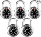 FIGODE® Locker Lock, 2 in. Combination Lock, Keyless Padlock for Gym and School Lockers, Black Dial Lock, 5 Pack
