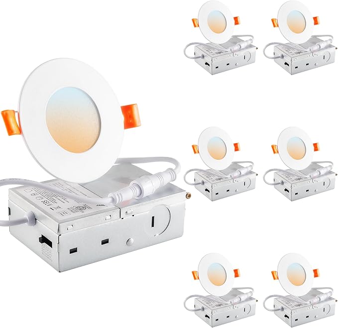 DLLT LED Recessed Ceiling Light: 6 Pack 3 Inch Black Recessed Lighting