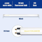15W 18" T8 Linear Fluorescent Light Tube Bulb, 1.5 Feet F15T8 DL Medium Bi-Pin G13 Base 6500K Daylight 6 Pack