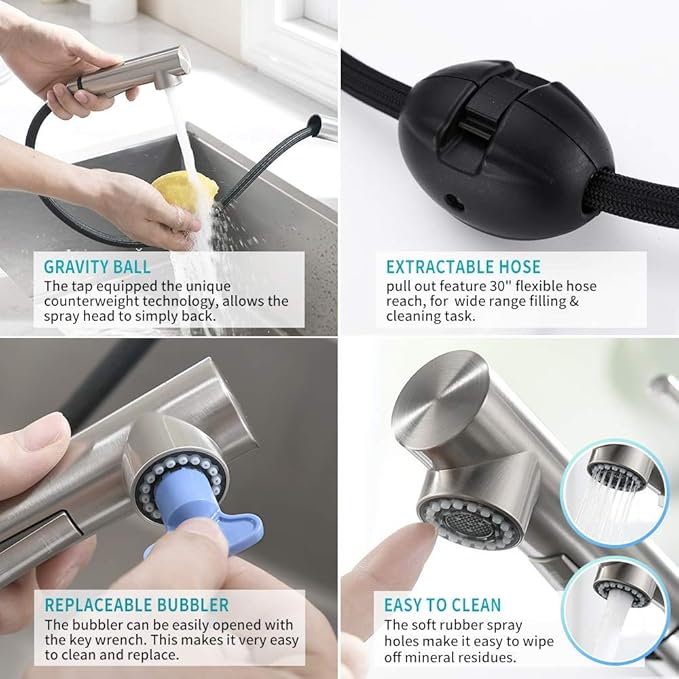 Kitchen Sink Faucet Chrome Crea Pull Out Sprayer Farmhouse Bar Sink Faucets Mixer Tap