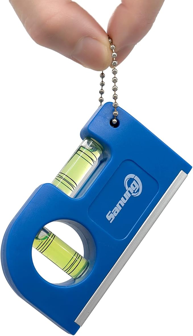 Sanung 4PCS Portable Mini Spirit Levels with Magnetic Base Small Pocket Bubble Measuring Levels Keychain Horizontal Vertical Leveler with Storage Bag for Carpentry Tripod Wall Clock