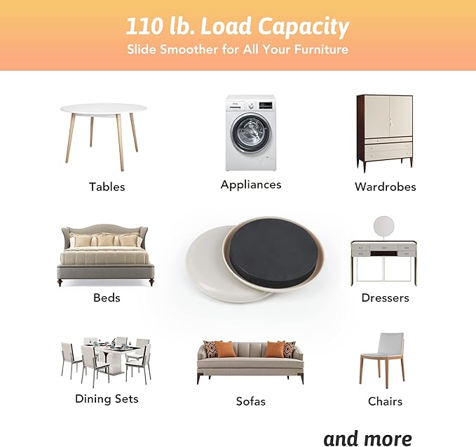 CO-Z Furniture Sliders - 16 Pack, 3 1/2" Reusable Furniture Sliders for Carpet, Heavy-Duty Furniture Gliders Movers for Hardwood Floors, Plastic Moving Pads for Heavy Furniture, Floor Protectors