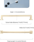 COTYKILEY 10 Pack 7 Inch(177mm) Brushed Brass Kitchen Cabinet Handles Gold Cabinet Pulls Cabinet Door Handles Kitchen Cabinet Hardware Cupboard Drawer Pulls Dresser Handles